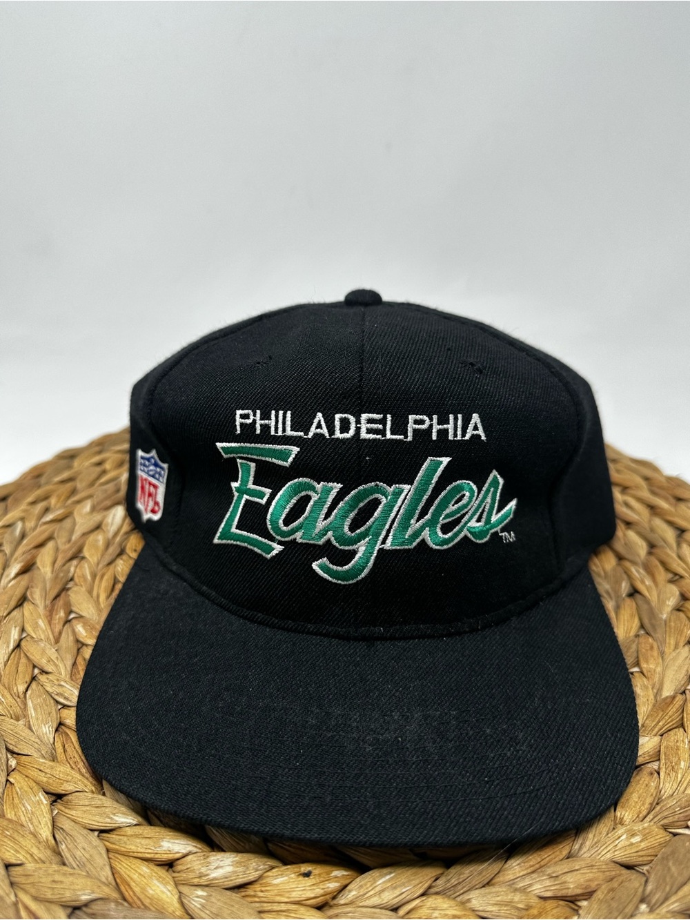 Vtg 90s Sports Specialties Script Philadelphia Eagles NFL Wool SnapBack Hat